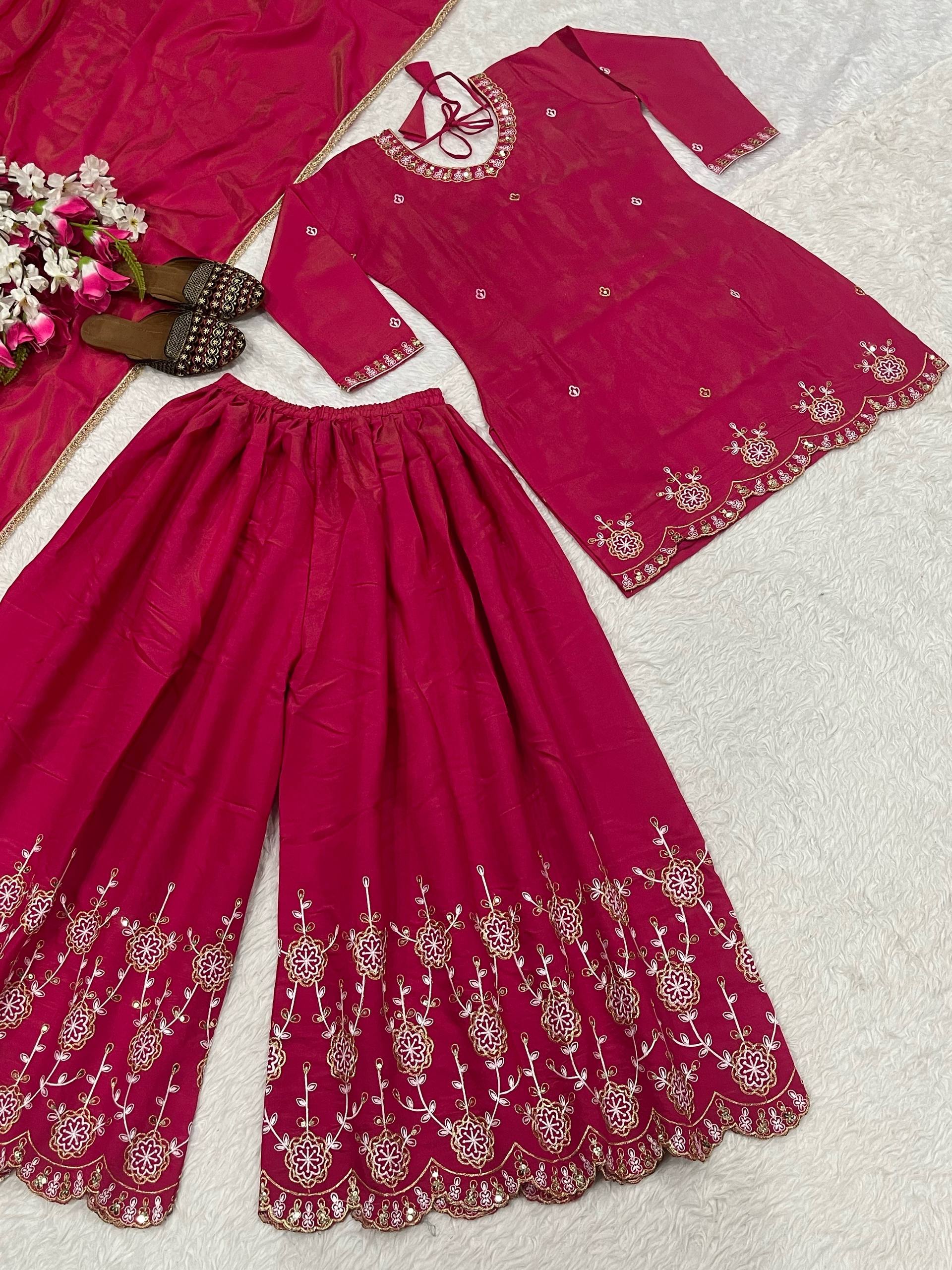 Radiant Rani Pink Embroidered Silk Couture